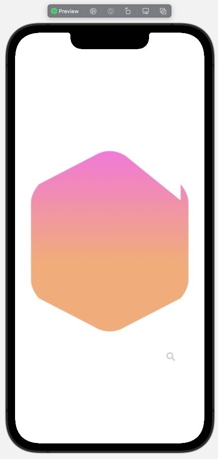 SwiftUI badge background view, but instead of a perfect hexagon there's a snag at the upper right